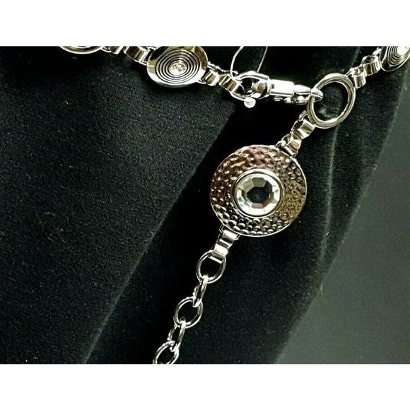 Rhinestone circle Silver Tone Chain belt cb23-72 - Picture 3 of 4